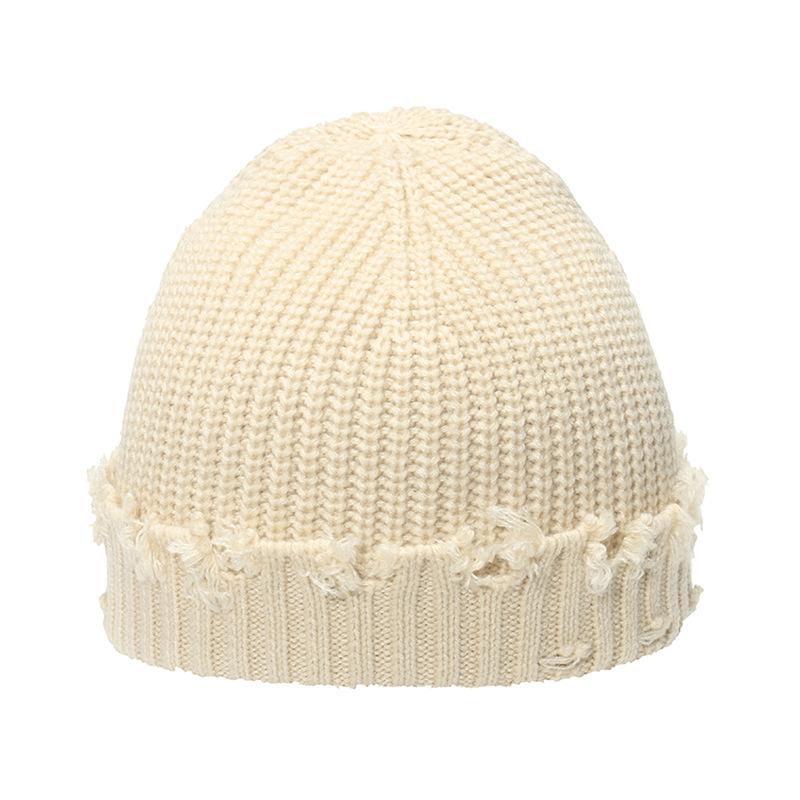 New autumn and winter hole-knitted wool hat female yuppie melon fur hat landlord hat Korean version versatile trendy men's and women's cold hat