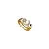 Real Gold Electroplated Opening Star Moon Fashion Slightly Inlaid Light Luxury Ring Index Finger Ring Same Cold Wind