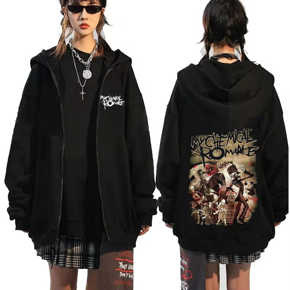 My Chemical Romance Mcr Dead Mikina s kapucí na zip Pánská Dámská Módní Mikiny Bunda Kabáty Gotické Volné Černé Punkové Mikiny na zip