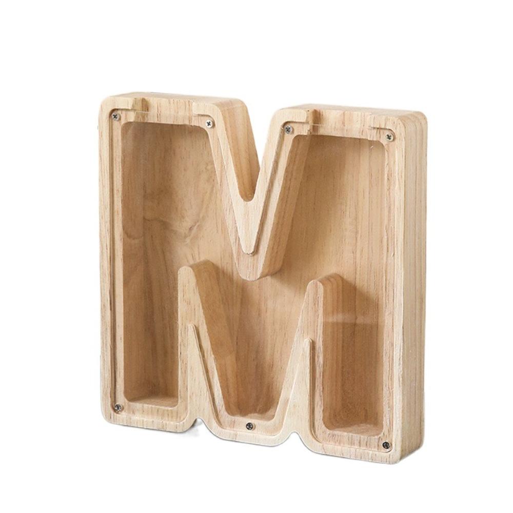 Clear Acrylic Wooden Letter Piggy Bank 26 Letter Children's Toy Storage Box Coin Storage Case Gift
