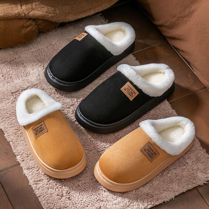 Couple Plush Cotton Slippers Winter Thickened Home Non-slip Warm Slippers Indoor Home Shoes