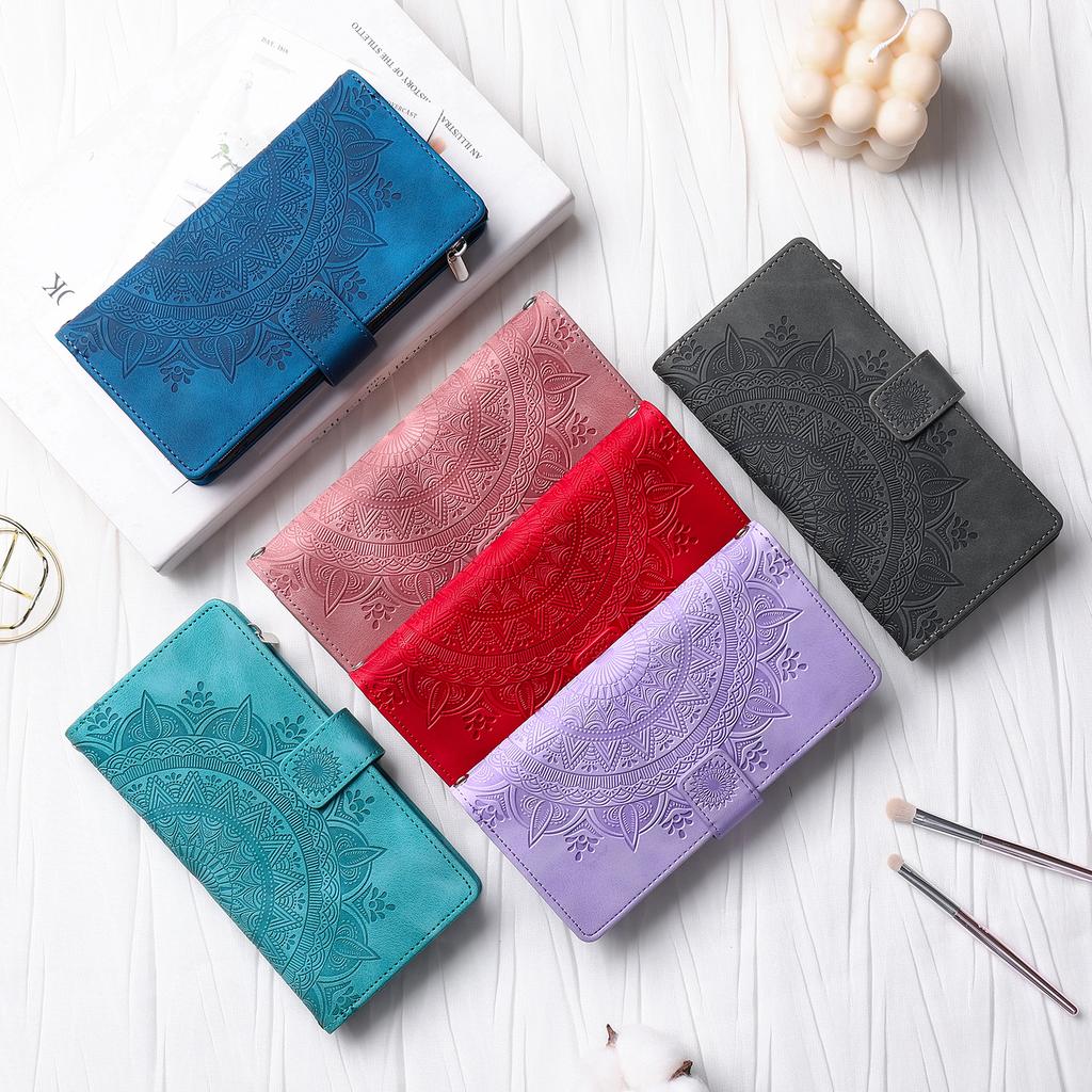 Zipper Leather Wallet Multi Cards Solt Case For iPhone 14 13 12 Mini 11 15 Pro XS Max XR X 8 7 SE 2022 6 Plus Stand Phone Cover