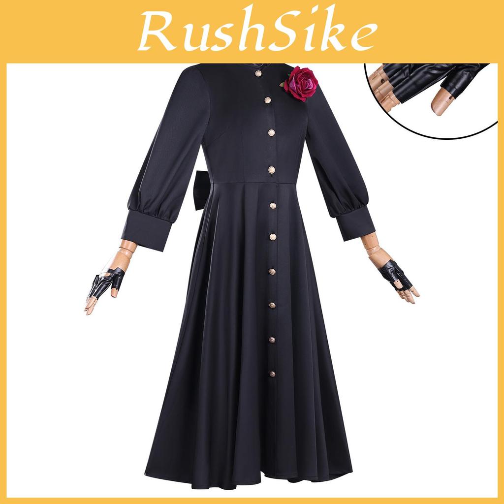 Puis-je demander une dernière chose : Costume Cosplay Robe Noire Scarlett avec Satin et Soie pour Halloween Fans d'Anime