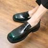 High-End Luxury Men's Leather Shoes Summer High-End Thick Bottom Fashion Bright Surface Slip-On Casual Loafers Leisure Shoes