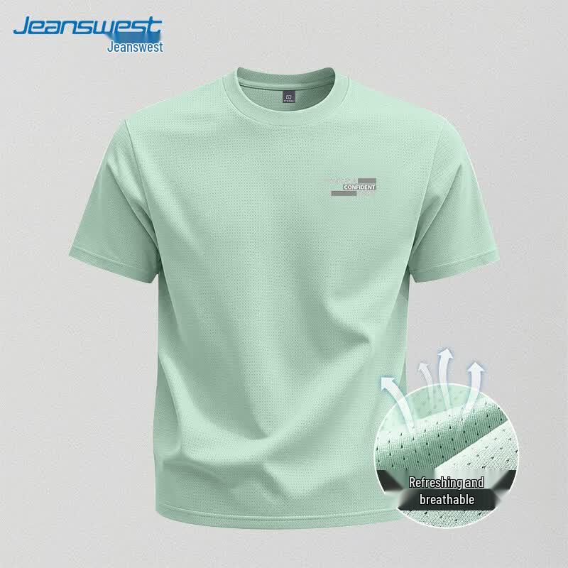 Jeanswest Men s 2026 Summer Ice Silk Breathable Mesh Short Sleeve T-Shirt 3XL