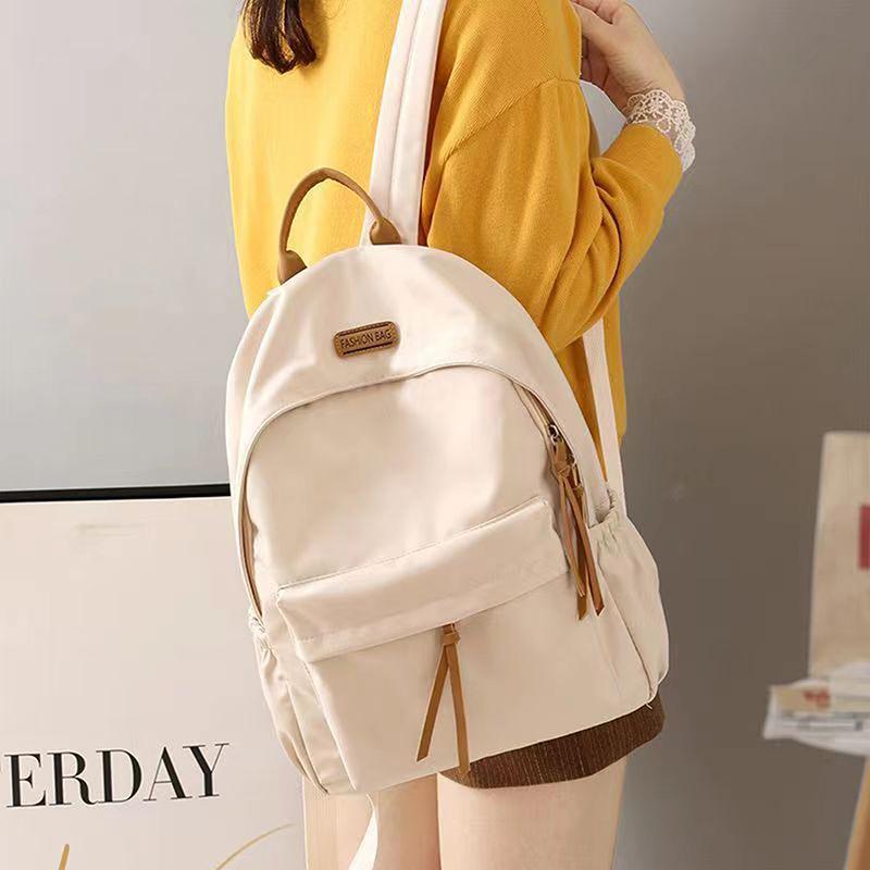 Denní Cestovní Školní Batohy Velké Kapacity Dámské Jednobarevné Ramenní Batůžky Nylonový Zip Nákupní Ruksaky