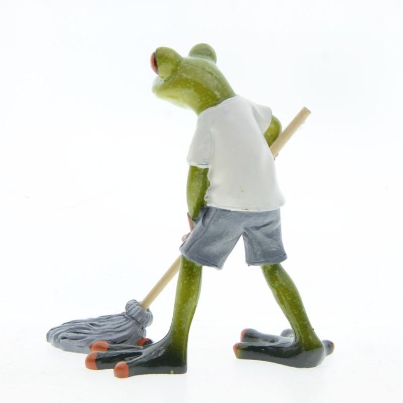 Frogs Statues for Garden Resin Mopping Frogs Figurines Outdoor Lawn Ornament Frogs Garden Statues Housewarming Gift