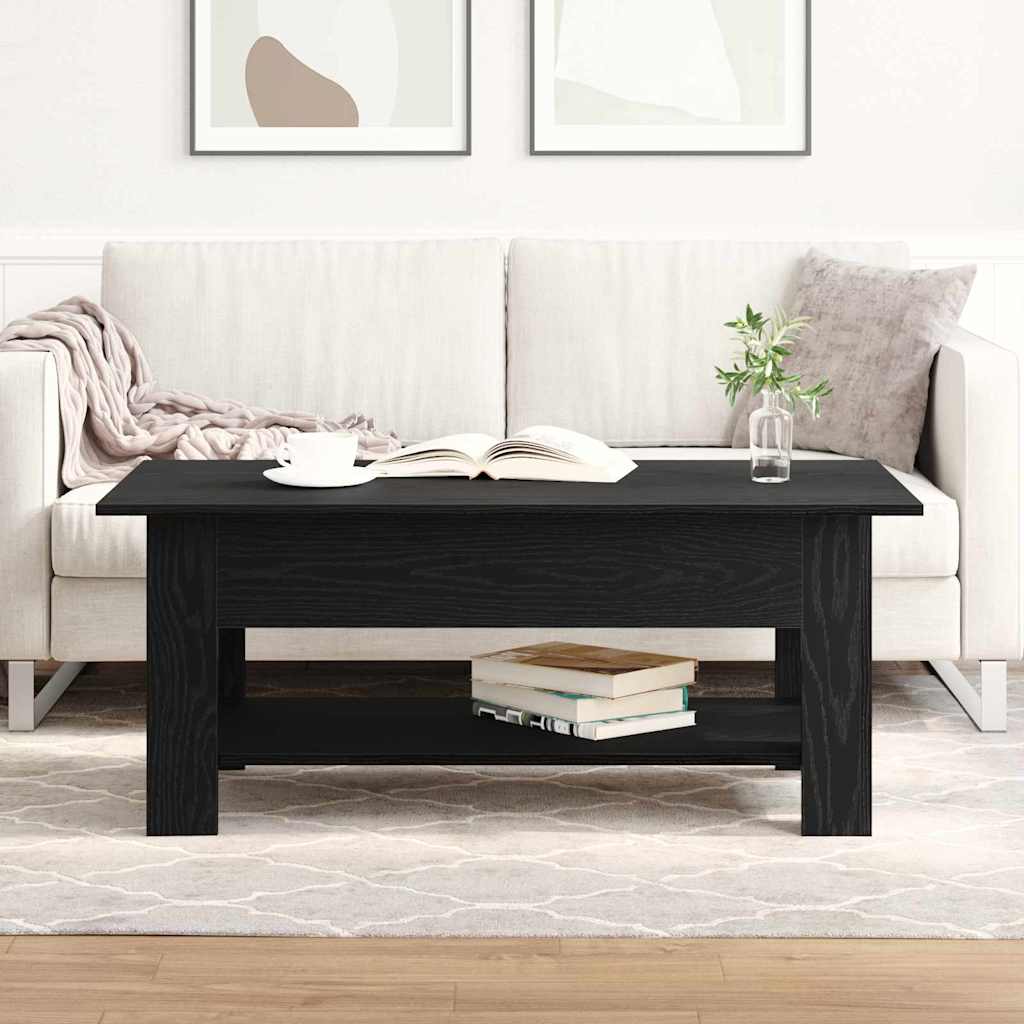Coffee Table Black Oak Look 102 X 55 X 42 Cm Engineered Wood