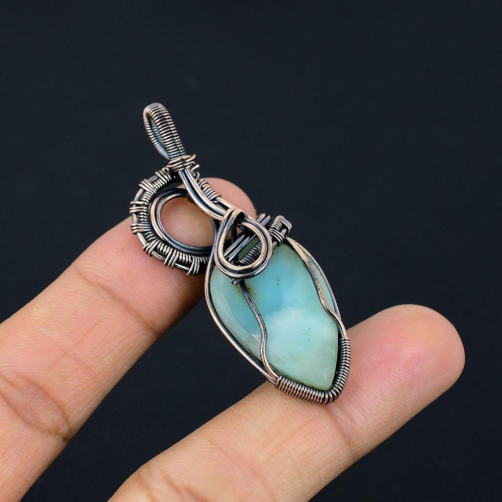 Smithsonite 999 Copper Wire Wrapped Pendant Handmade Gemstone Jewelry, Gifts For Wife Brand New Pendant