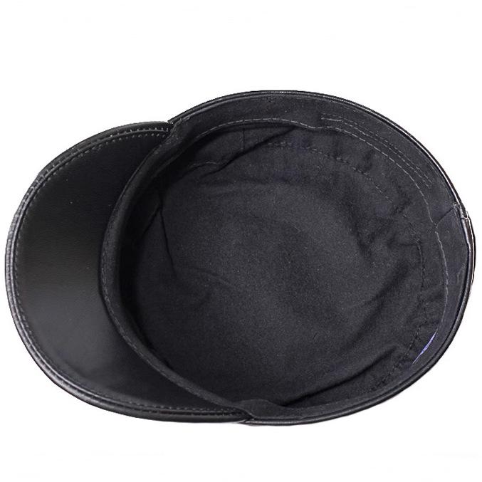 Vintage Genuine Leather Flat Cap: Men's Retro Sheepskin Hat for Spring & Autumn