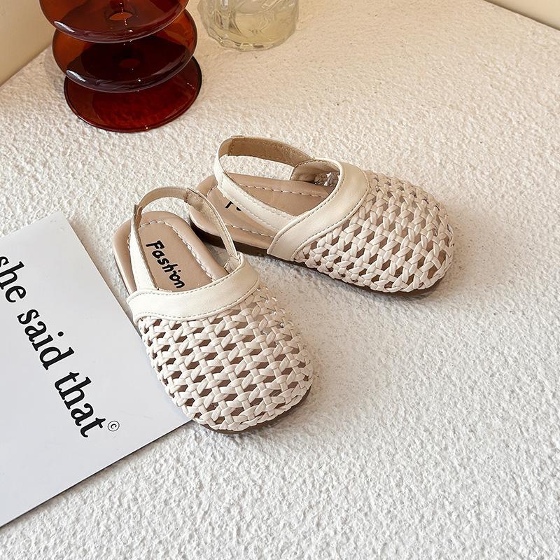 Girls' Summer New Soft Sole Woven Closed-Toe Sandals Korean Style Baby Sandals Girls' Beach Shoes