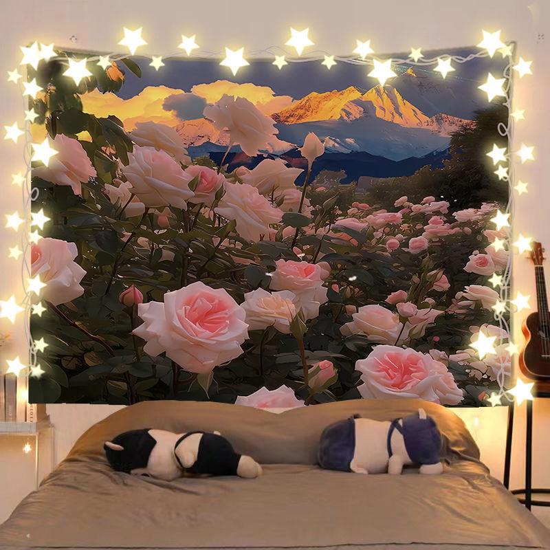 Floral Sea Blanket Rental House Renovation Fabric Living Room Background Wall Hanging