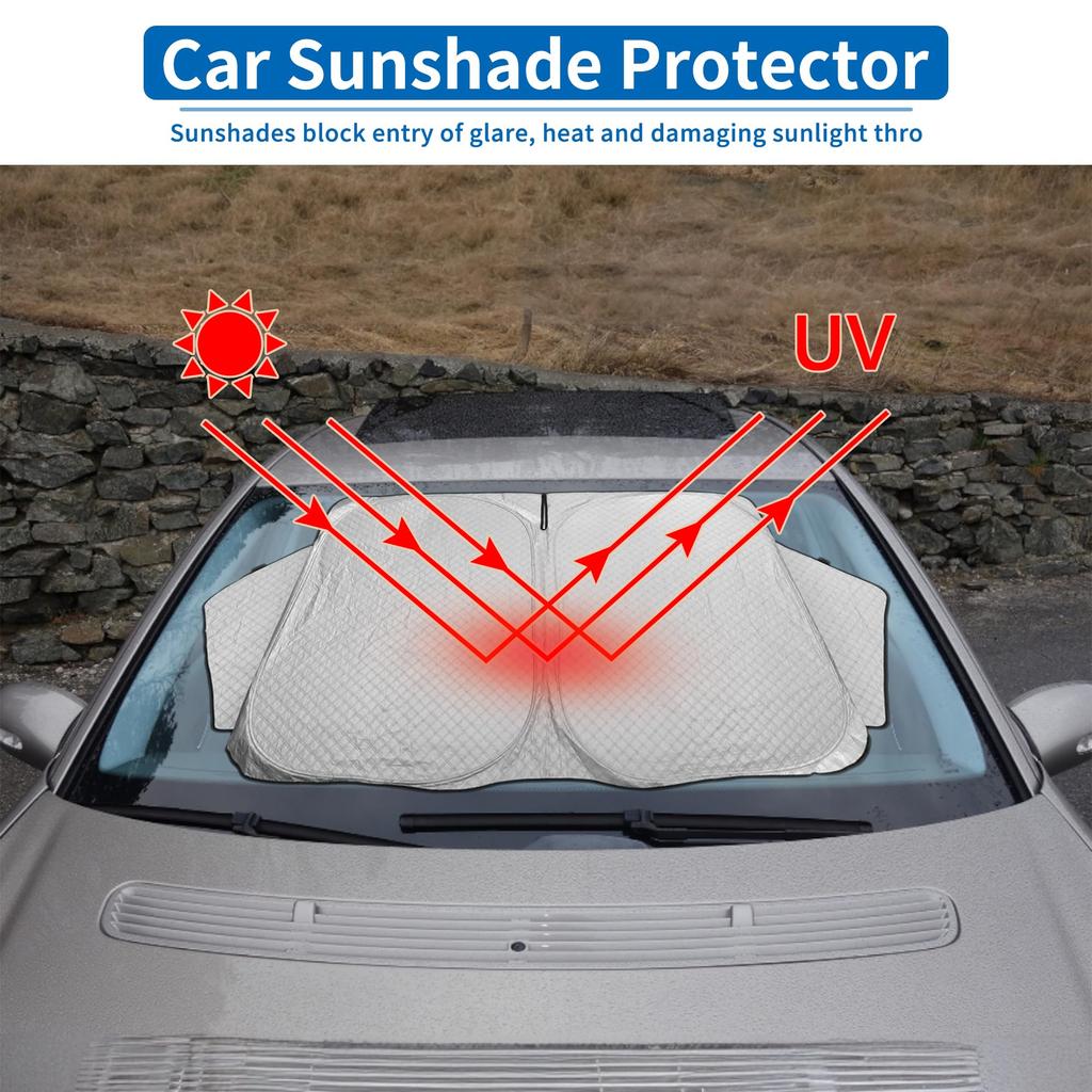 X AUTOHAUX Foldable Windshield Sunshade with Aluminum Film and Polyurethane for Toyota 30 Series Facelift B Alphard/Vellfire (Early/Late Models)