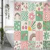 Collage Butterfly Floral Rainbow Mushroom Shower Curtain, Bathroom Decorative Shower Curtain, Waterproof Shower Curtain with Hoo
