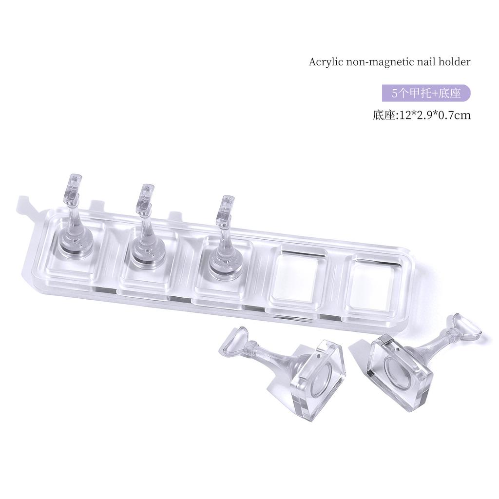 5/10Grid Non-Magnetic Nail Acrylic Display Stand Transparent Holder For Practice Showing Shelf False Nails Holder DIY Salon Tool