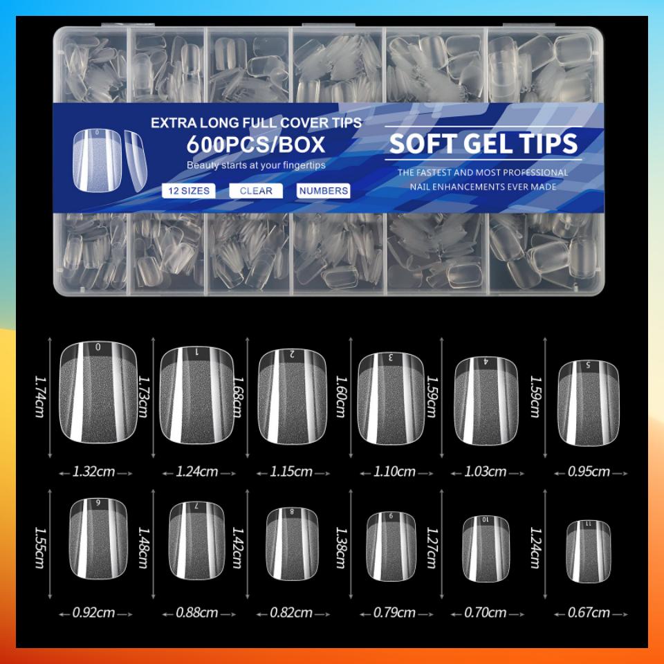 

600 шт. Мягкий гель X Типсы для ногтей, полное покрытие, накладные ногти #03