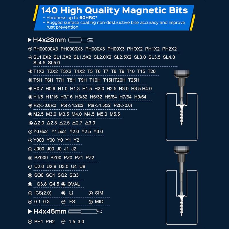 Mini Electric Screwdriver Set 160 In 1 Precision Electric Screwdriver with 3 Gears Magnetic for Glasses, Watch, Phone Repair