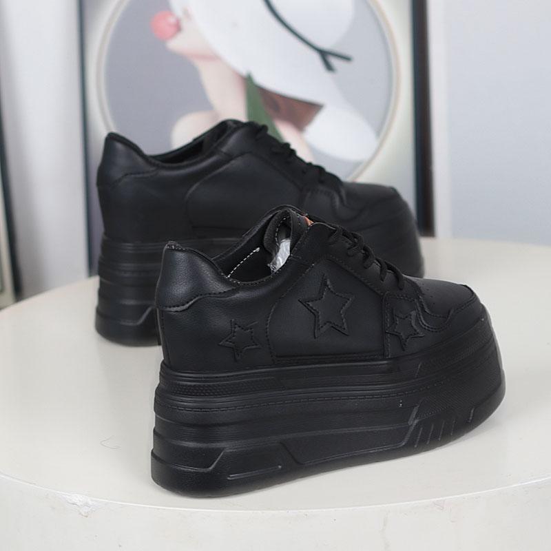 Fashion Women 12 CM Platform Sneakers Casual Outdoor Simple Design Skateboard Comfortable Lace Up Sneakers High Quality Sport Shoes