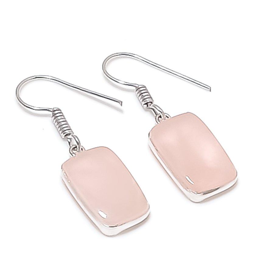 Rose Quartz Gemstone 925 Sterling Silver Earring 1.38"