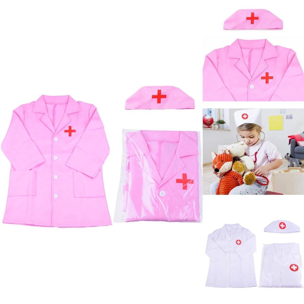Authentic Halloween Kids Doctor Nurse Cosplay Costume Uniform Set- Soft Comfortable Bright Colors Perfect For Role Play Carnival Party