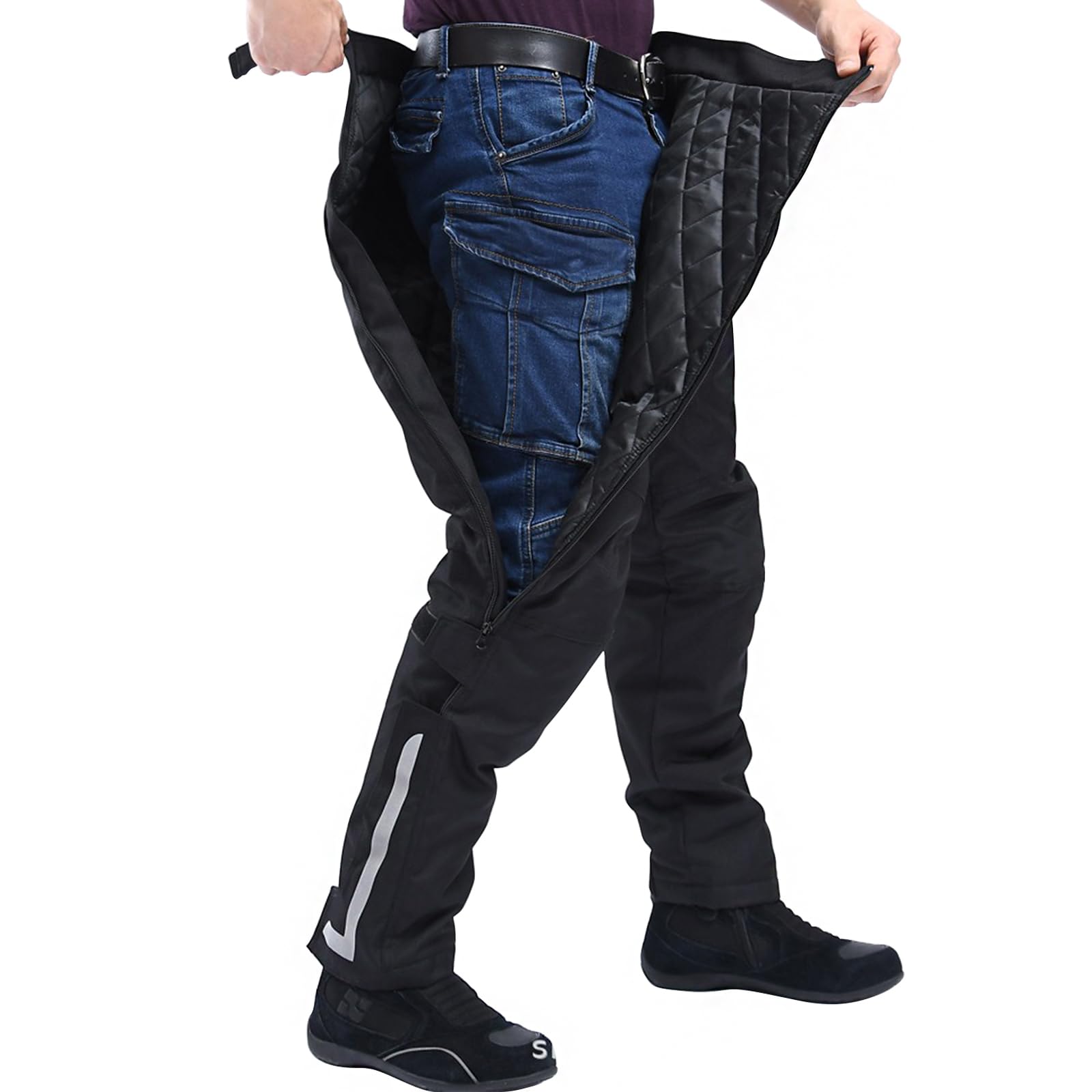 

RENHE Winter Motorcycle Riding Pants with and Size Snowboarding Pants Men s Overpants, Protectors, Warm, Windproof, Waterproof, Black, L, чорний