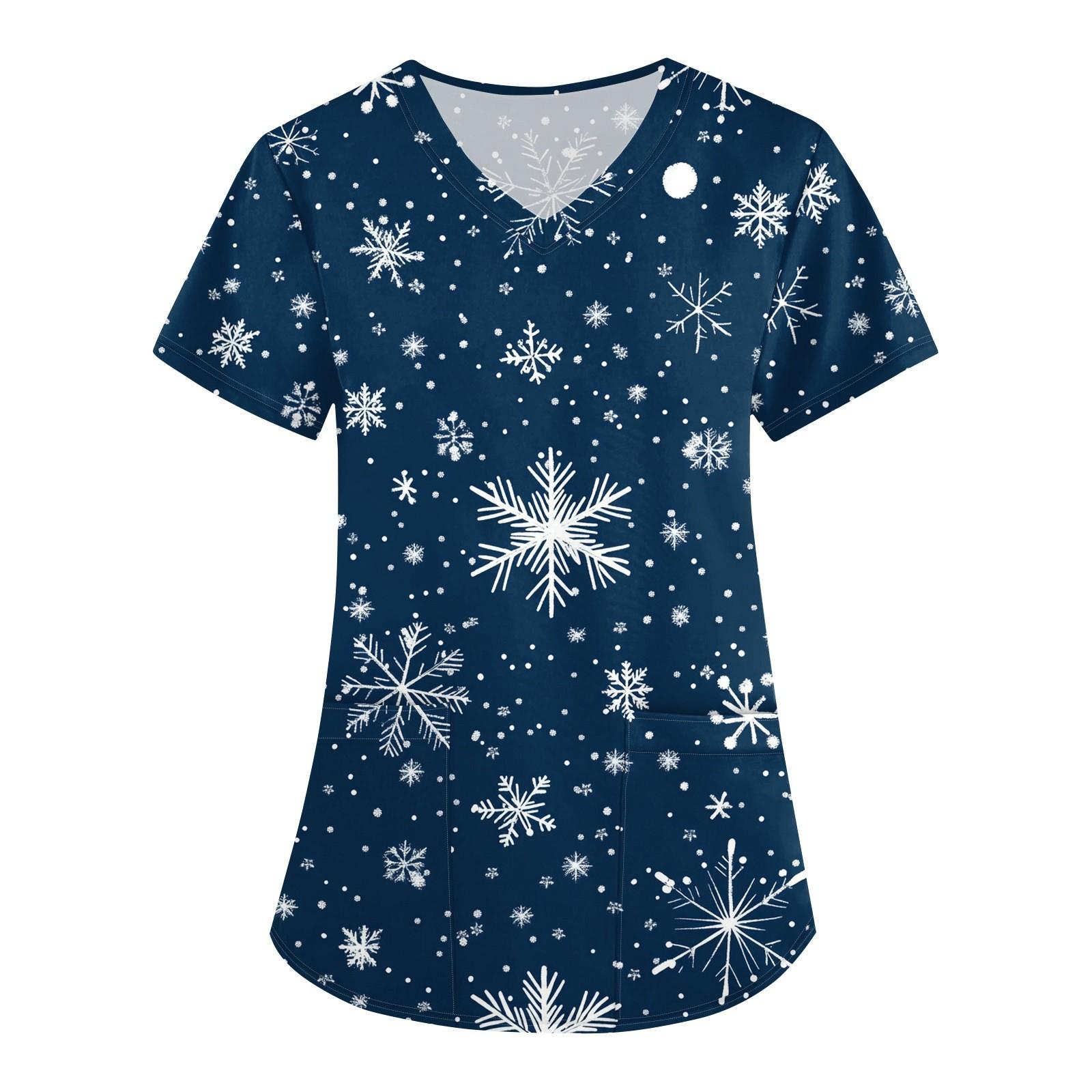 

Женский модный комбинезон с короткими рукавами и V-образным вырезом, с карманами и рождественским принтом S