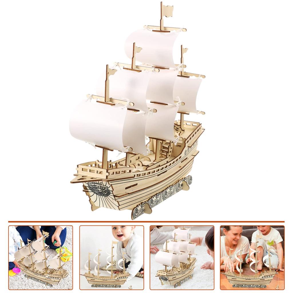 SAFIGLE Sailing Ship Wood Puzzle A DIY 3D Puzzle for Building Model Ships and Sailing Models for Kit Children.