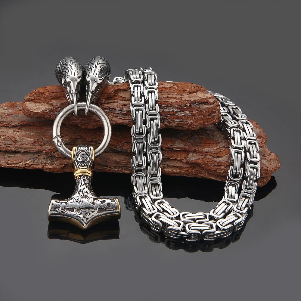 High Quality New Viking Odin Crow Hammer Pendant Necklace Emperor Chain Necklace
