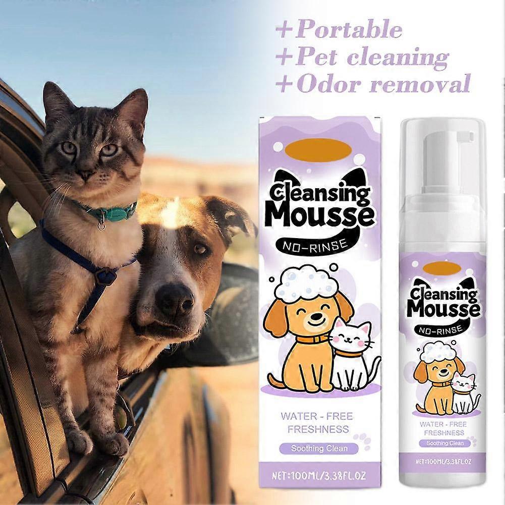 Pet No-Rinse Facial Cleansing Mousse Cat Dog Body Hair Odor Removal Clean Convenient No-Rinse Foam Mousse