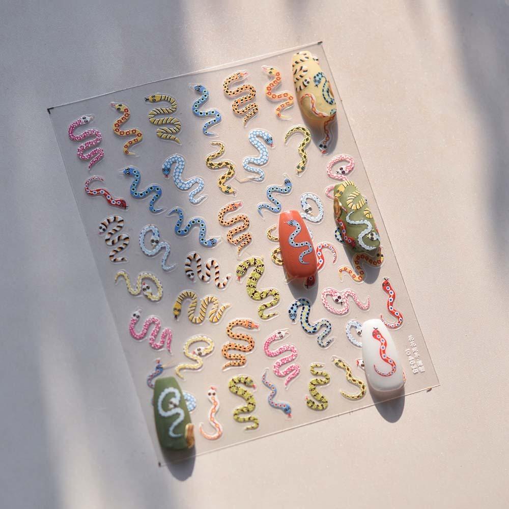 Nail Accessories Chinese New Year Nail Sticker 3D Pearl Bow Snake Nail Decoration  Lady/Girls