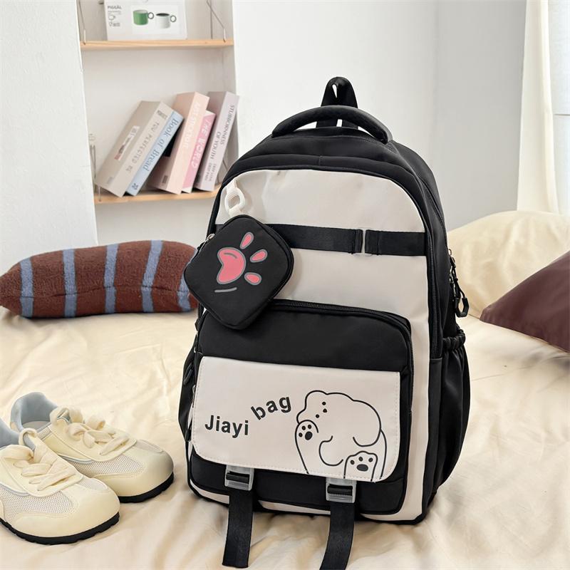 Cartoon Student Schoolbag Color Contrast Large Capacity Backpack with Coin Purse