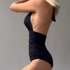 Women S Halter Backless Deep V Neck One Piece Swimsuit
