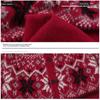 51 Hip-Hop Fair Isle Snowflake Fur Collar Red Sweater Cardigan Unisex Winter Thick Lazy Hooded Knitted Jacket