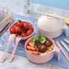 1 Set Wheat Straw Instant Noodle Bowl With Lid For Work Student Dormitory Bowl And Chopstick Set Large Capacity Rice Bowl Gift