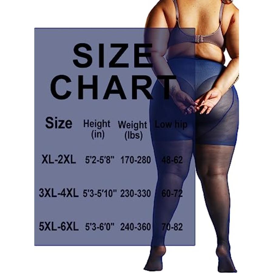 Honenna 2 Pairs Plus Size Sheer Tights For Women, 17 Colors Ultra Thin Pantyhose Reinforced Toes High Waist Stockings 1Xl-6Xl