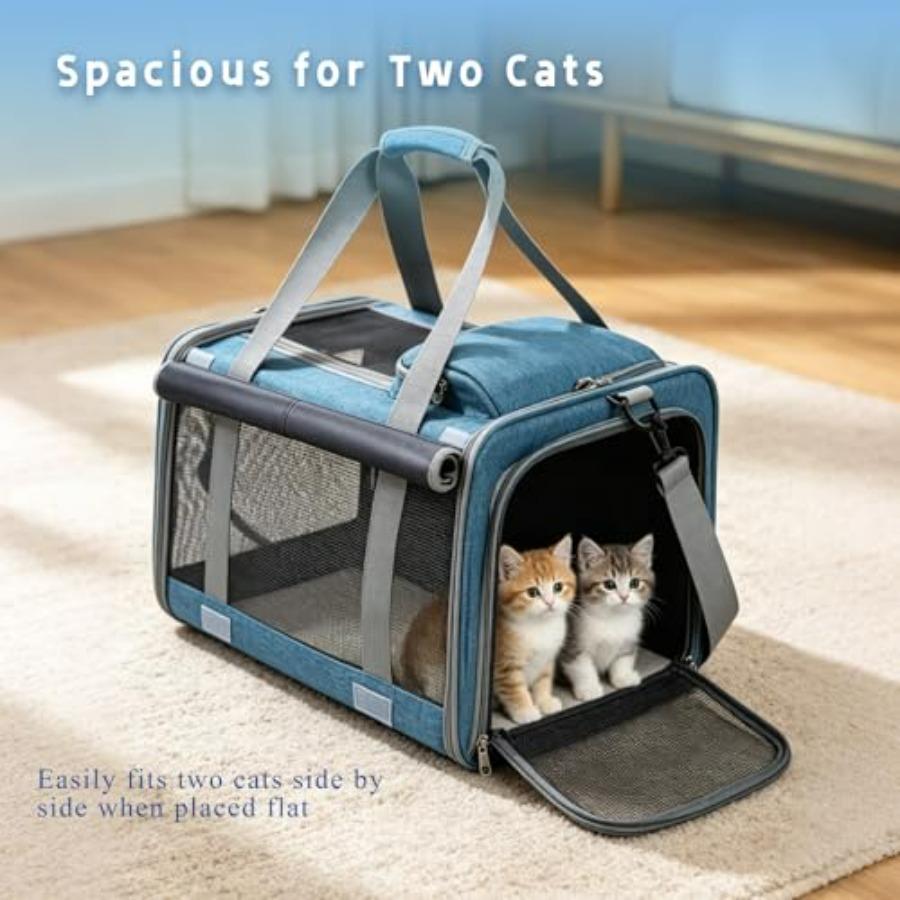 Pet Carrier for Medium-Small Cats, Collapsible Cat Carrier and Soft-Sided Pet Carrier for Medium Big Cats and Puppy Up to 17lbs