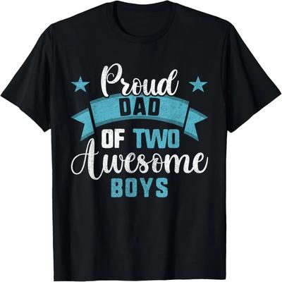 Boy Dad Shirt For Men, Proud Dad Of 2 Awesome Boys T-Shirt