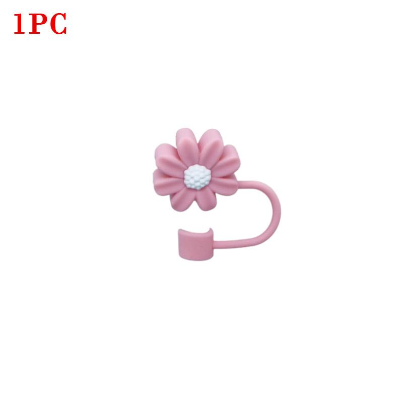 10PCS Silicone Straw Covers Cap Compatible with Stanley 30&40Oz Cup10mm Cute Flower Straw Toppers,Reusable Dust-Proof Straw Caps