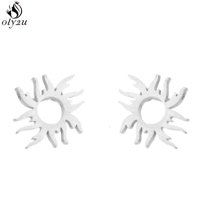 Punk Stainless Steel Lightning Earring for Women Sun Piercing Jewelry Cool Girls Personality Earrings Gifts Accessories