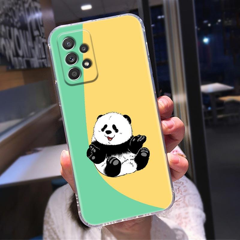 Čiré pouzdro Chinese Baby Panda pro Samsung Galaxy A52 A51 A53 A72 A71 A73 A32 A31 A33 A41 A22 A11 Měkká roztomilá pouzdra Kryt Lazy Bear