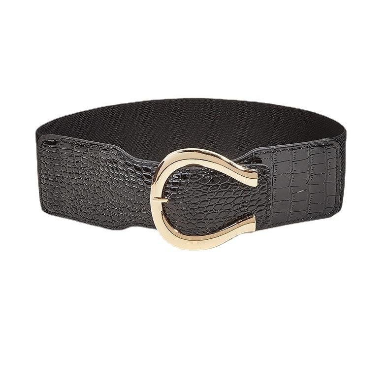Wind Ladies Wide Belt Retro Elastic Elastic Waist Seal Dress Waist Decoration