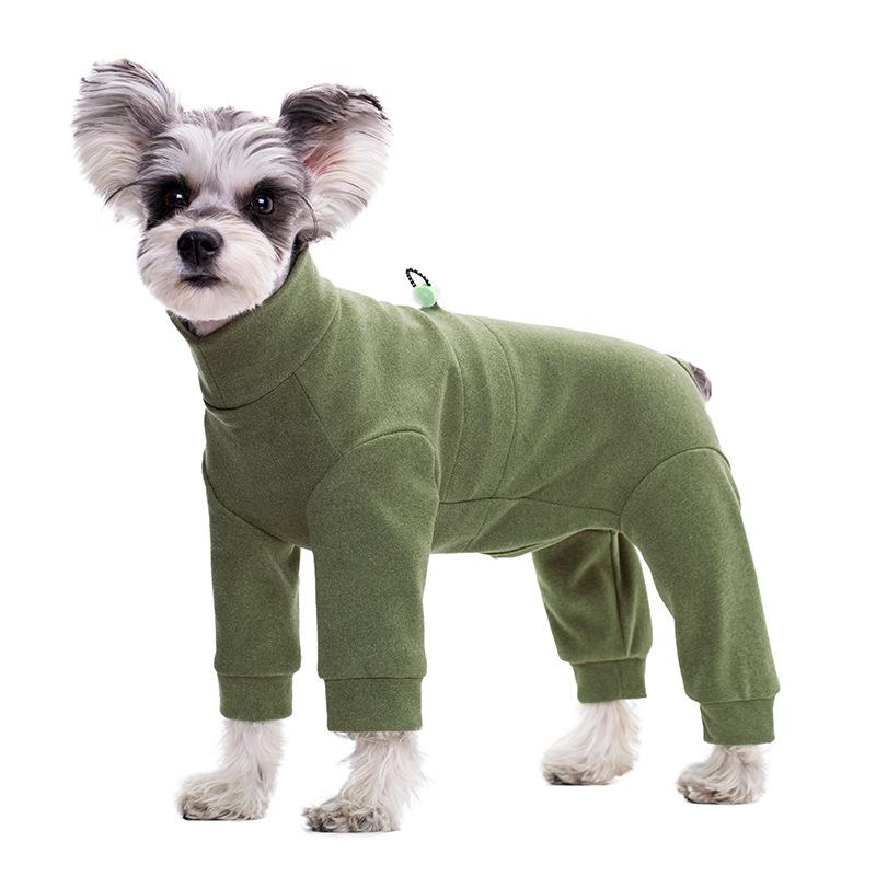 Winter Dog Clothes Pajamas for Small Dogs Soft Velvet Warm Dog Jumpsuit with Long Sleeves Windproof High Neck Puppy Undershirt