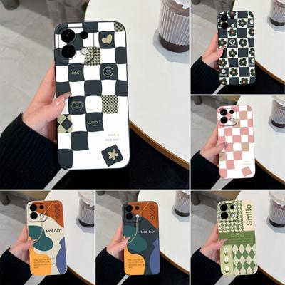 Hülle für Oppo Realme 5 6 7 10 8 9 Pro Plus A5X K13 A5 Modische Karomuster Flüssigsilikon Rutschfeste Hülle für Oppo Handyhülle