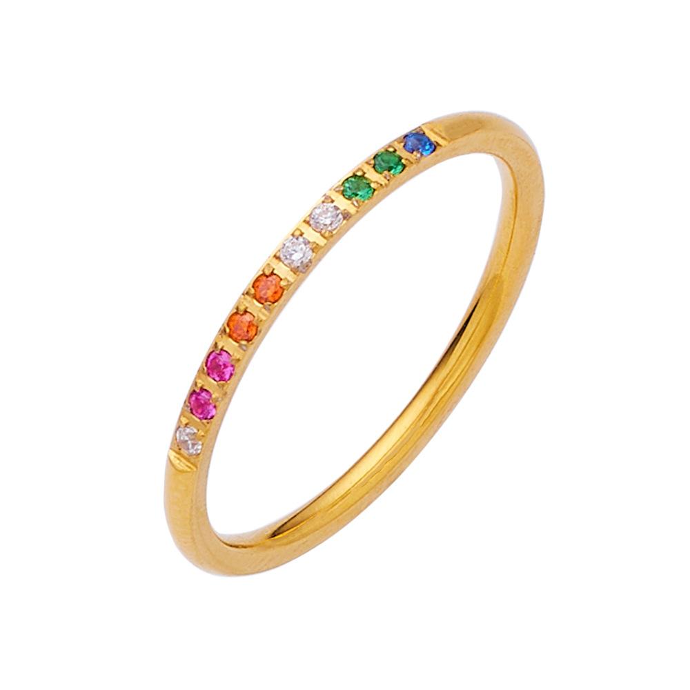 Hot-selling Thin-ring Colored Zirconium White Zirconium Simple Rings Fashionable Stacked Diamond Rings
