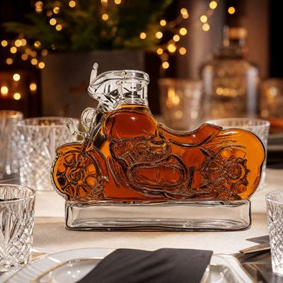 Caraffa da Whiskey per Moto, Bottiglia di Vino in Vetro Borosilicato con Tappo, Dispenser Creativo per Liquori da 380ml per Decorazione Bar di Casa Regalo