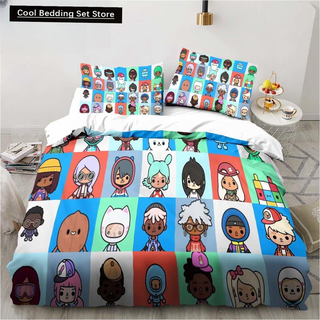 New 3D Cartoon Game Toca Life World Bedding Set Duvet Cover Bed Set Quilt Cover Pillowcase Comforter King Queen Size Boys Adult