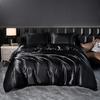 Solid Silk Bedding Set with Duvet Cover Bed Sheet Pillowcases Luxury Satin Single Double Bedsheet King Queen Twin Size