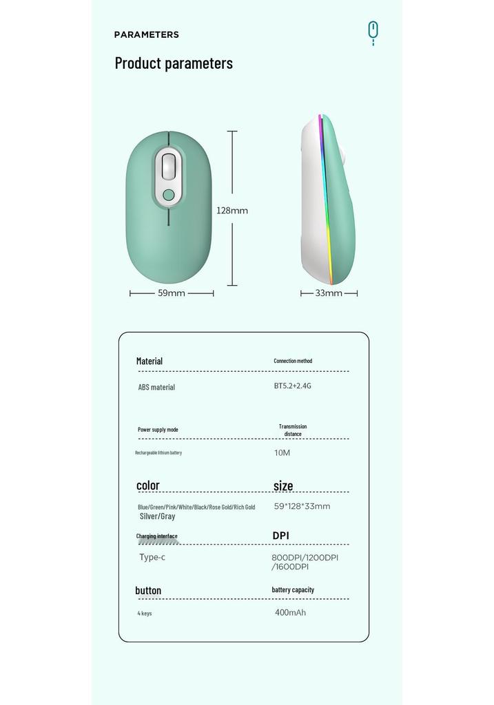 Macaron Color Wireless Bluetooth Dual Mode Silent Office Mouse