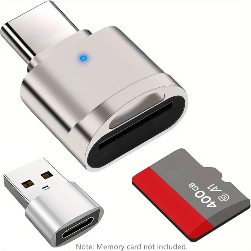 Type C TF Reader With Zinc Alloy Shell, SD Card Reader with USB C to USB Adapter, Suitable for Laptop, MacBook, Samsung Galaxy
