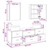 5 Piece Bathroom Furniture Set Black Oak Engineered Wood and Glass